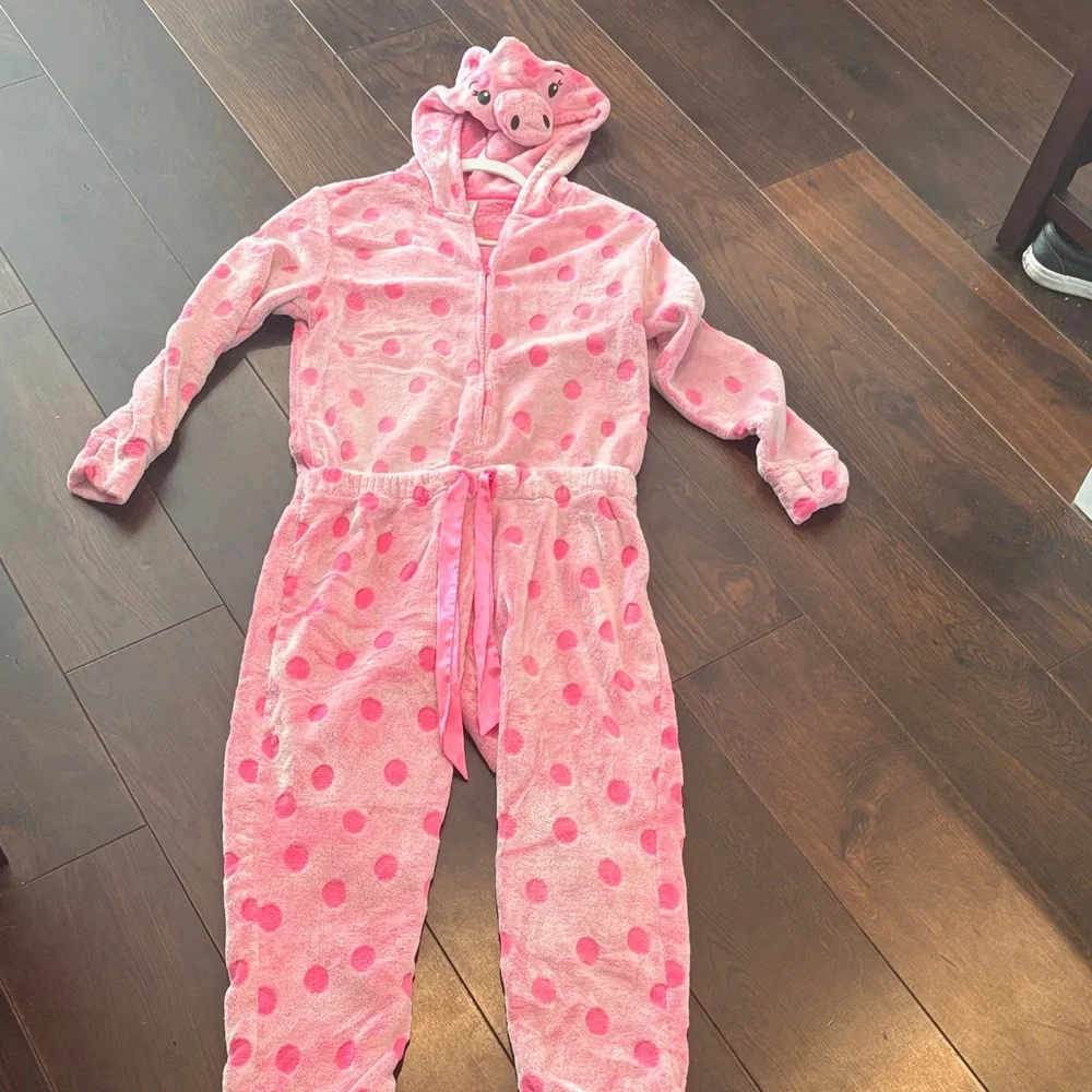 Justice Pink Pig Polka Dot Kids Pajamas